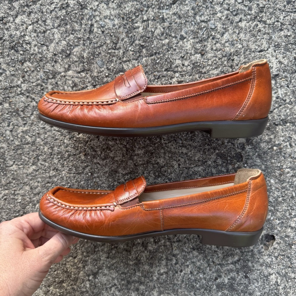 SAS Penny J Walnut Brown Leather Loafers Women's 10 M Moc Toe Slip On Shoes USA - Picture 8 of 10